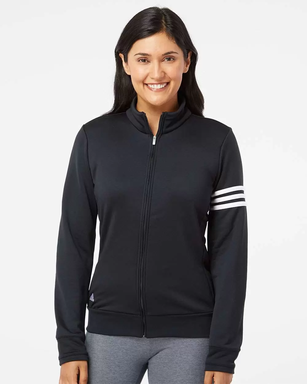 A191 adidas - Ladies' ClimaLite® 3-Stripes French Terry Full-Zip Jacket SKU: A191