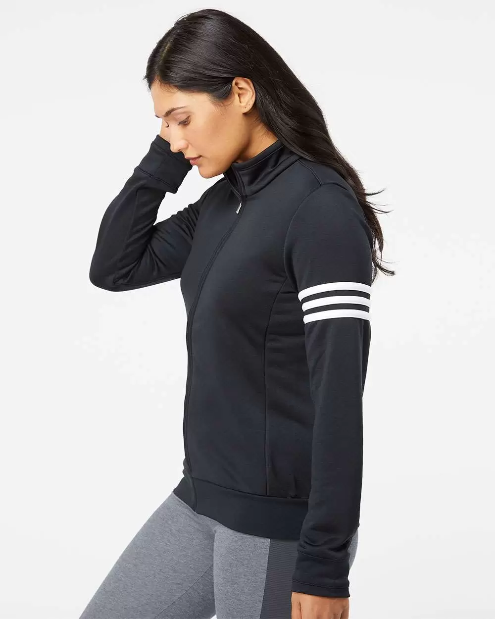 A191 adidas - Ladies' ClimaLite® 3-Stripes French Terry Full-Zip Jacket SKU: A191