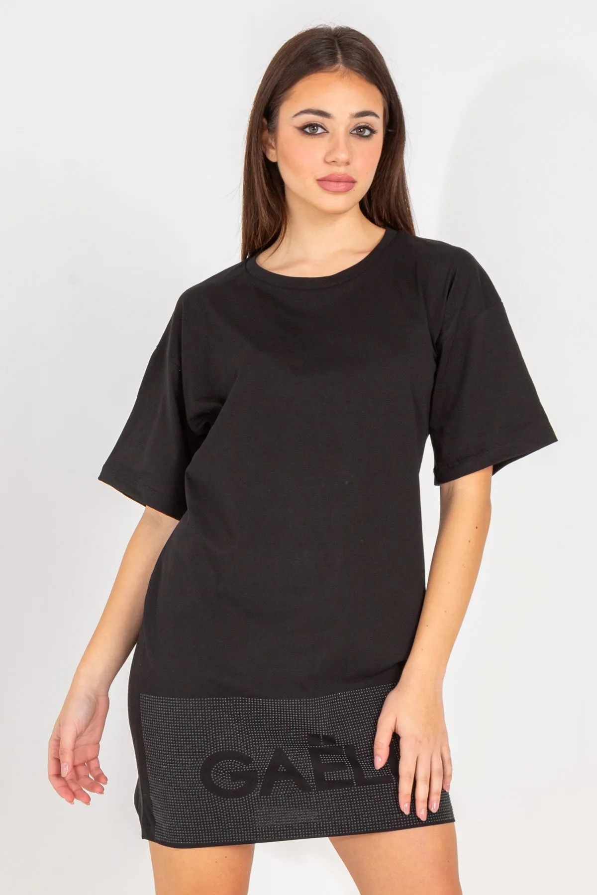 Abito maxi t-shirt con borchie