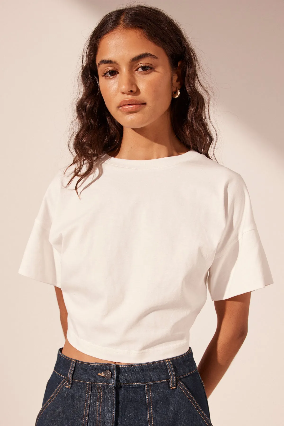 Alda Open Back Drawstring Crop T Shirt