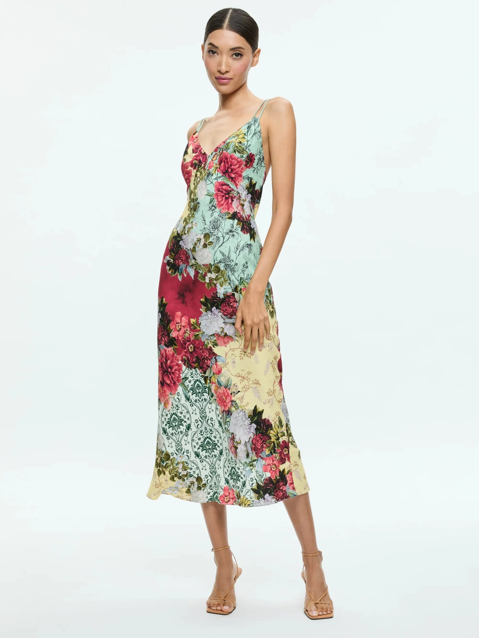 Alice + Olivia Kiro V-Neck Slip Dress in Oakley