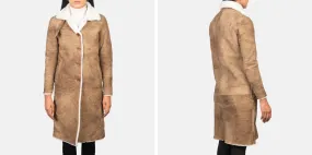 Alina Shearling Brown Leather Coat