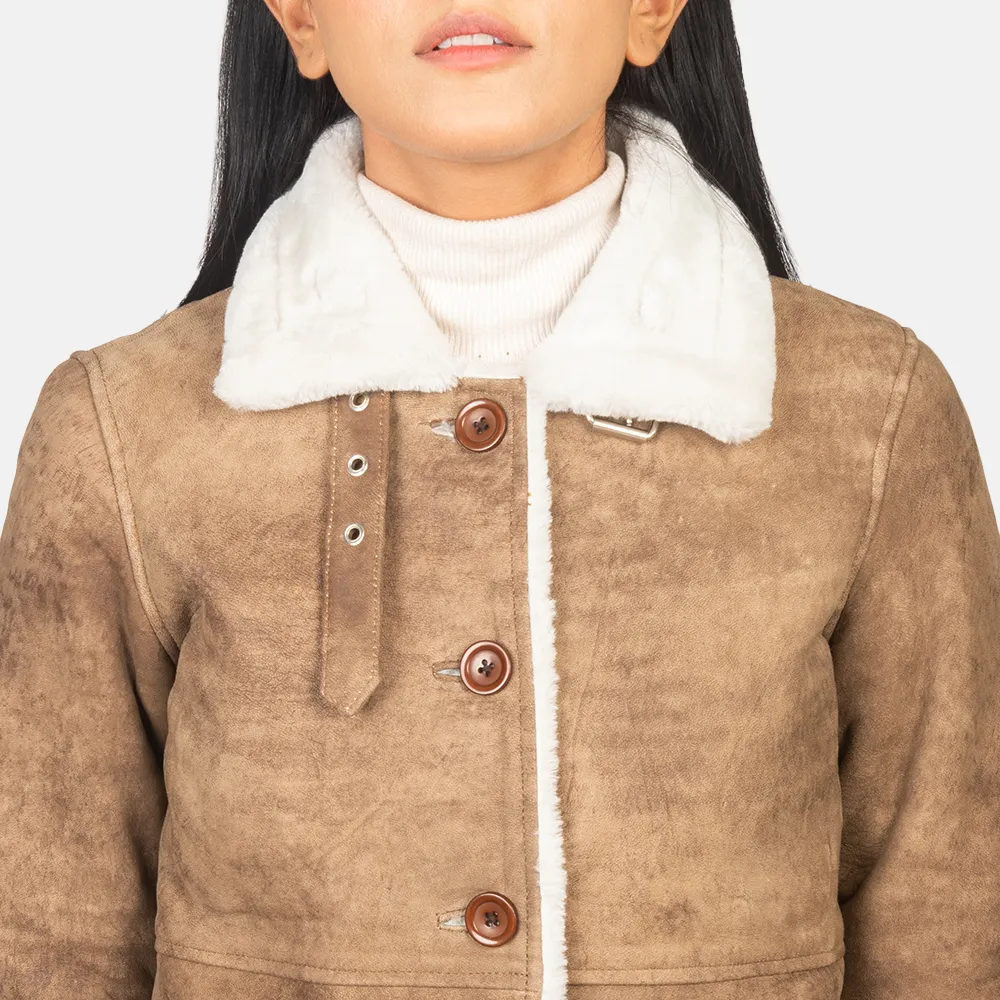 Alina Shearling Brown Leather Coat