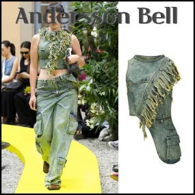 ANDERSSON BELL  |Denim Sleeveless Street Style Cotton Long Sleeve T-shirt