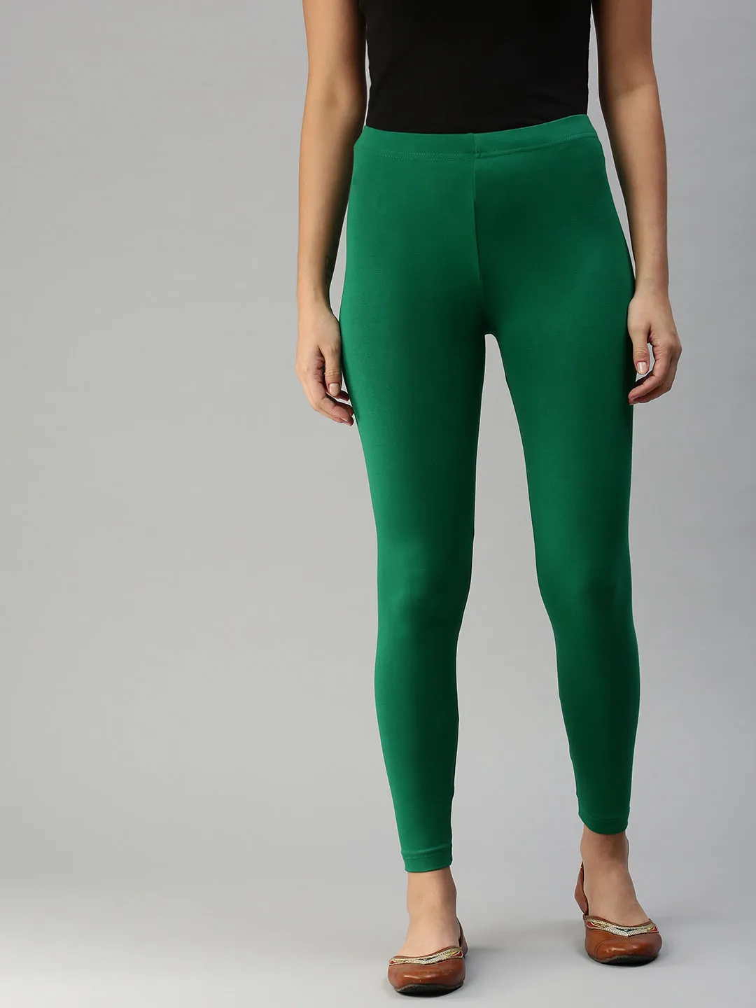 Ankle Length Leggings Cotton-Green