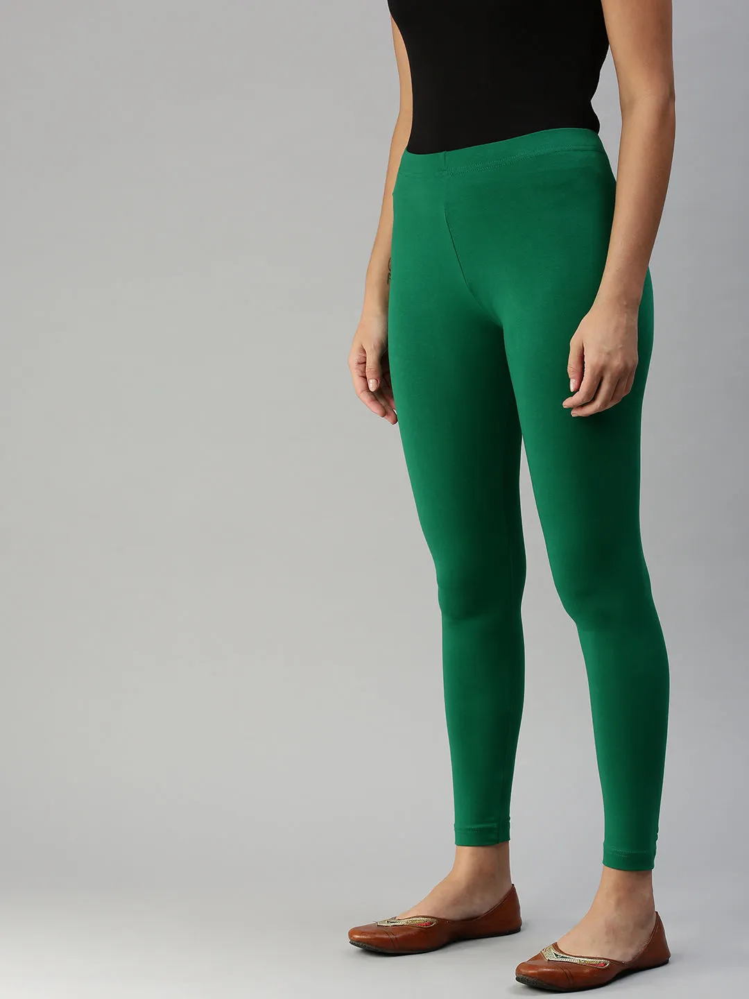 Ankle Length Leggings Cotton-Green