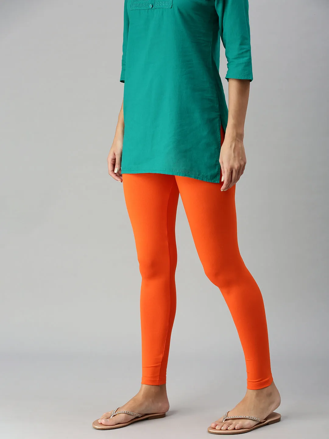 Ankle Length Leggings Cotton-Orange