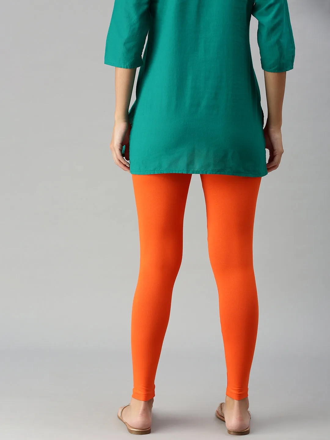 Ankle Length Leggings Cotton-Orange