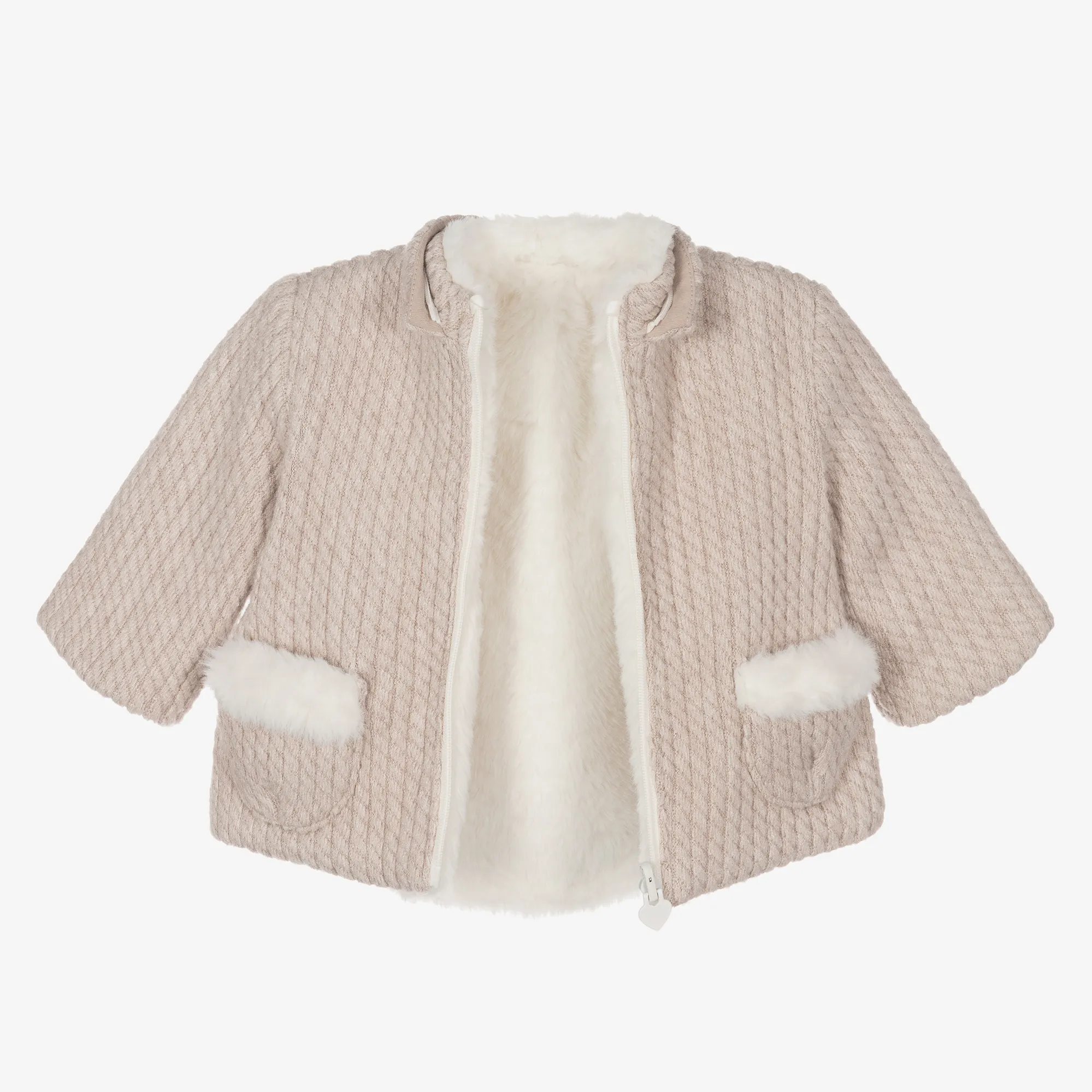 Baby Beige & Ivory Reversible Pram Coat