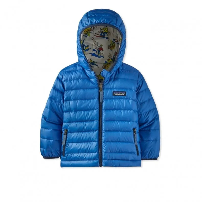 Baby Patagonia Reversible Down Sweater Hoody (Mr. Badger: Dyno White)