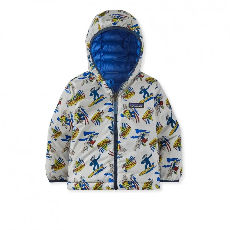 Baby Patagonia Reversible Down Sweater Hoody (Mr. Badger: Dyno White)