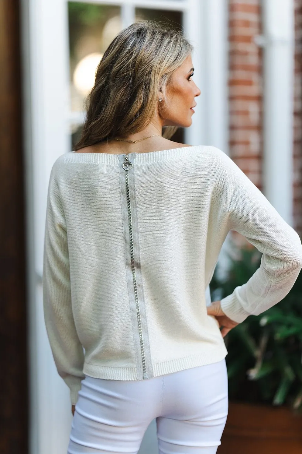 Backzip Sweater White