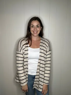 Beige Striped Cardigan