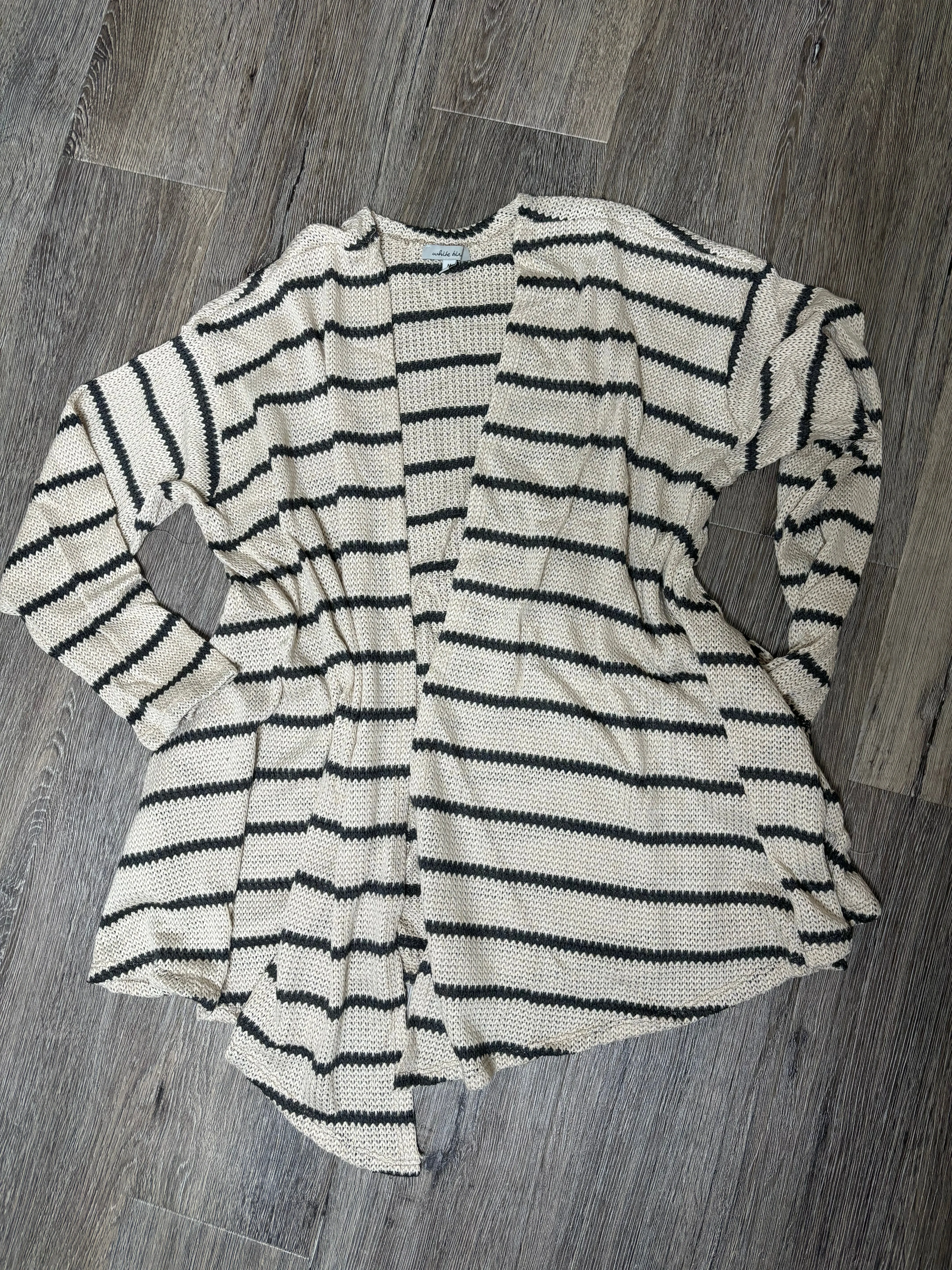 Beige Striped Cardigan