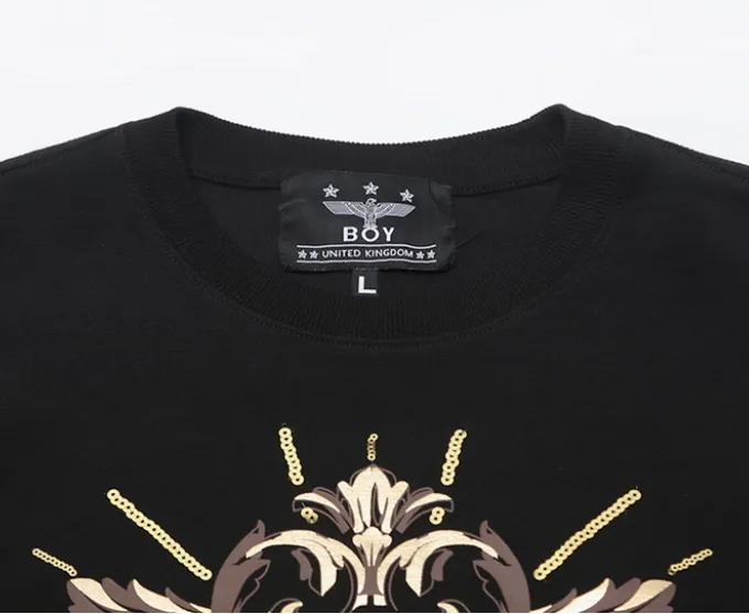 BOY LONDON  |Stripes Unisex Studded Street Style U-Neck Long Sleeves