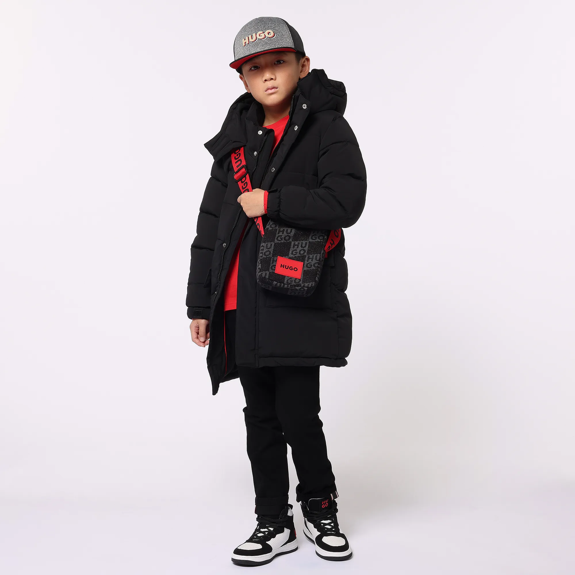 Boys Black Hooded Puffer Coat