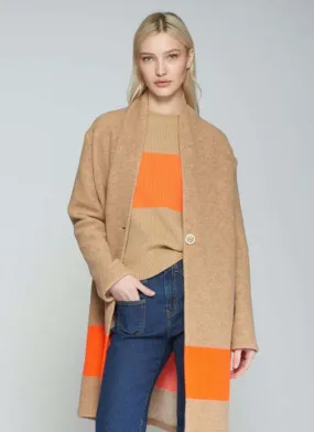 Camel Color Block Coat - natural