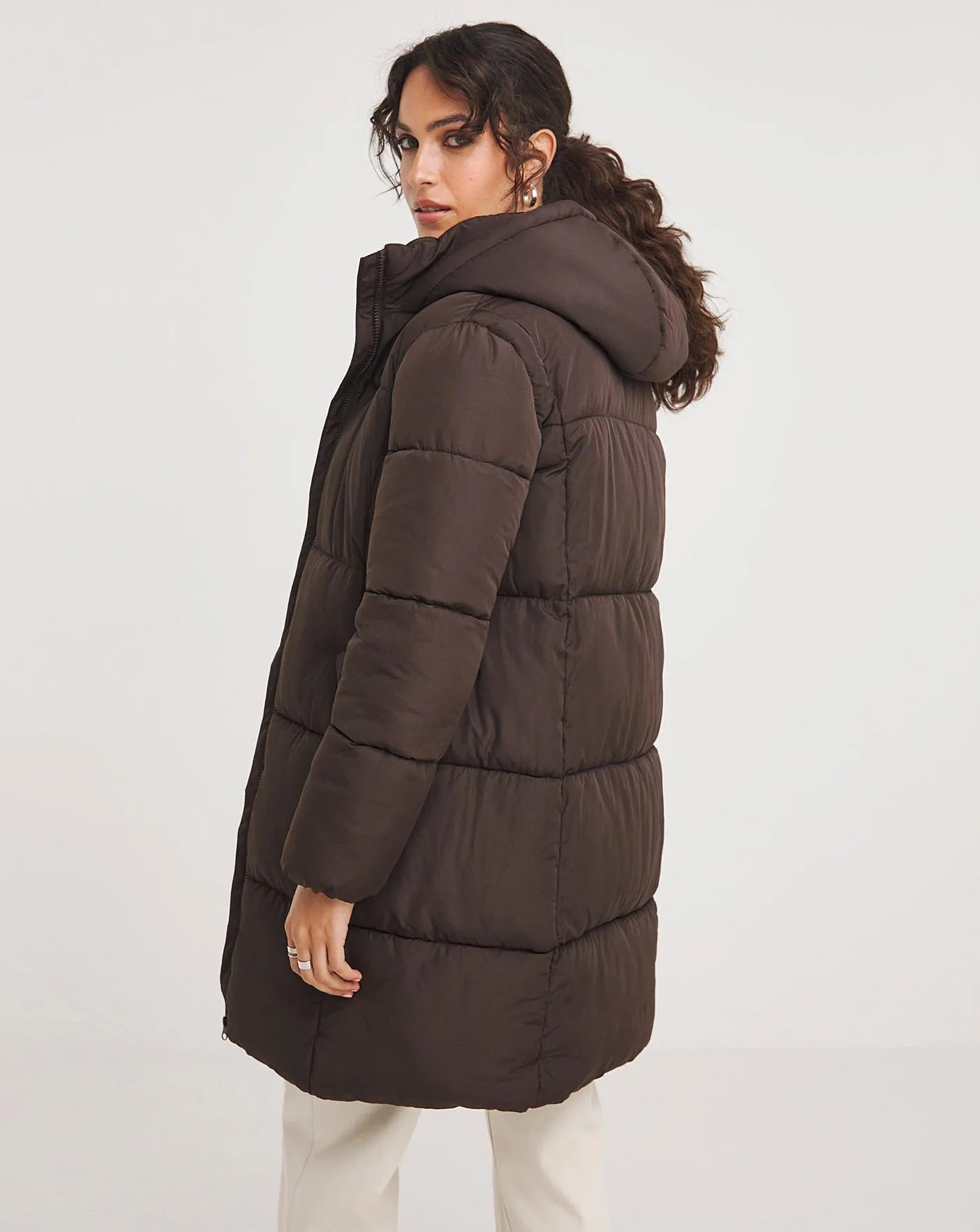 Chocolate Mid Length Padded Coat