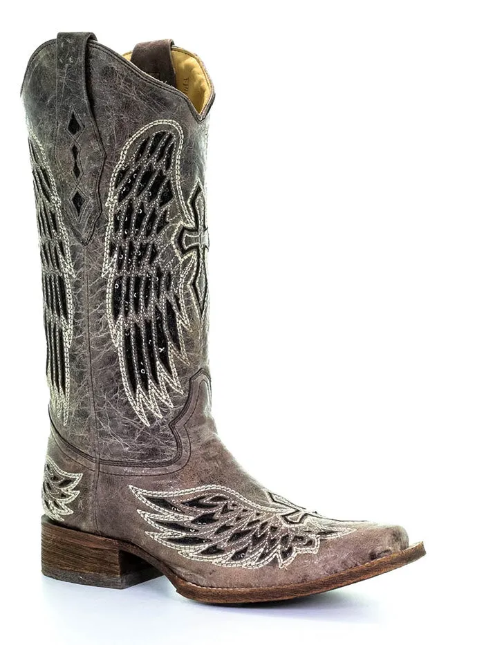 Corral A1197 Ladies Wing and Cross Cowhide Western Boot Brown and Black