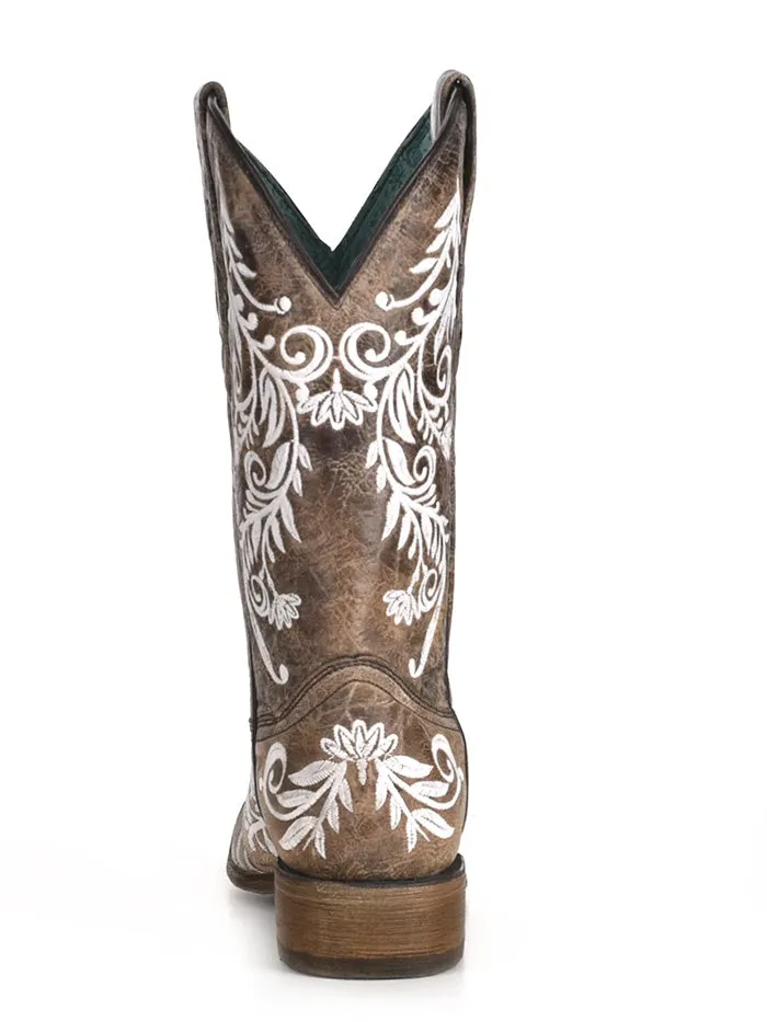 Corral A4063 Ladies Embroidery Glow Collection Western Boot Square Toe Brown