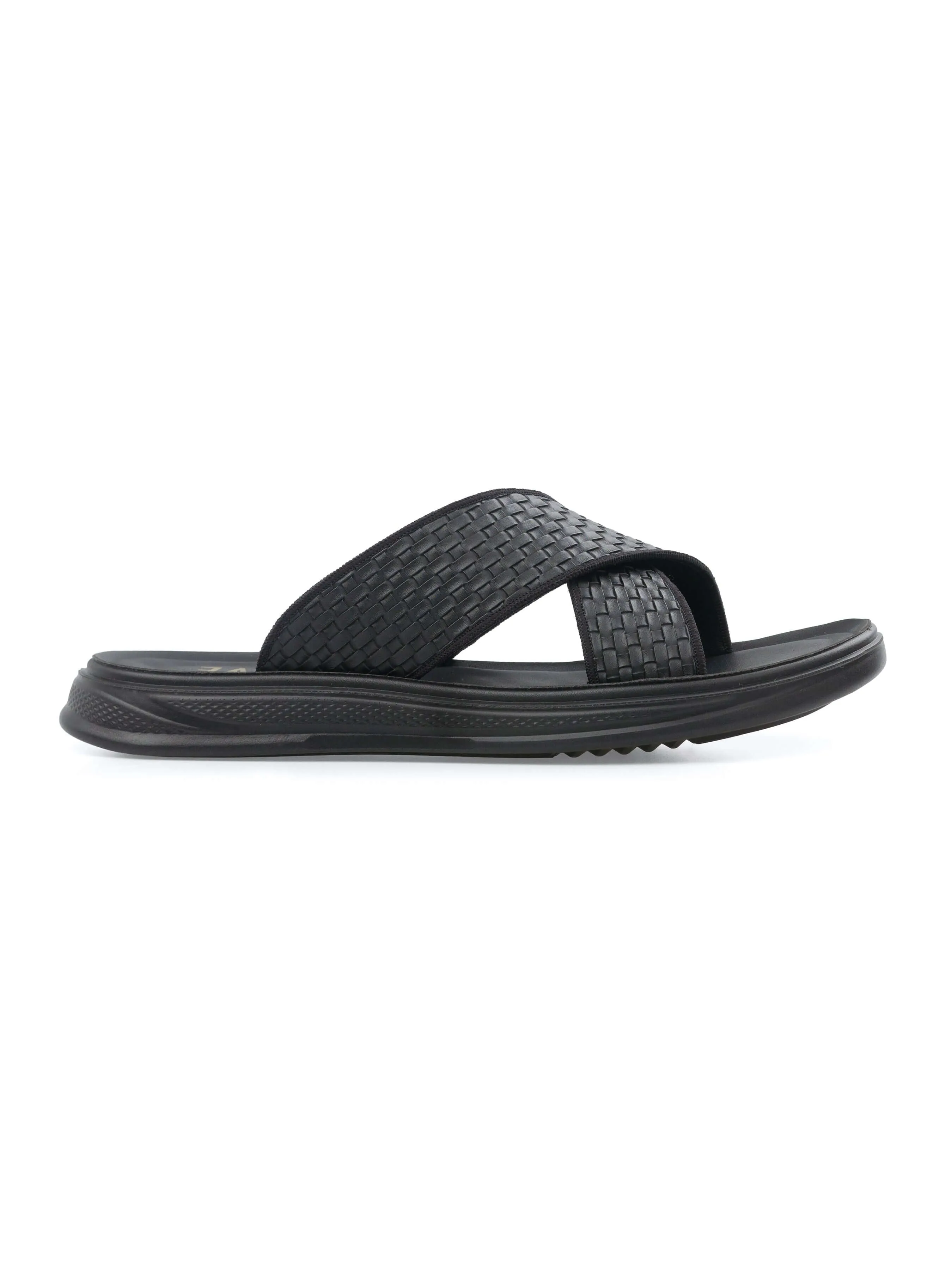 Cross Strap Sandal - Black Woven (Cloud Sole)