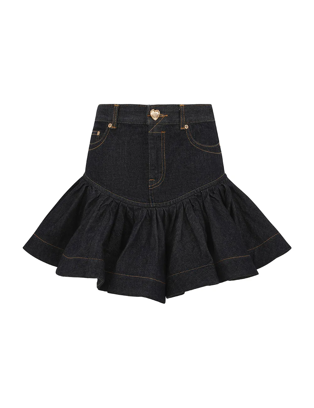 Crush Denim Frill Mini Skirt