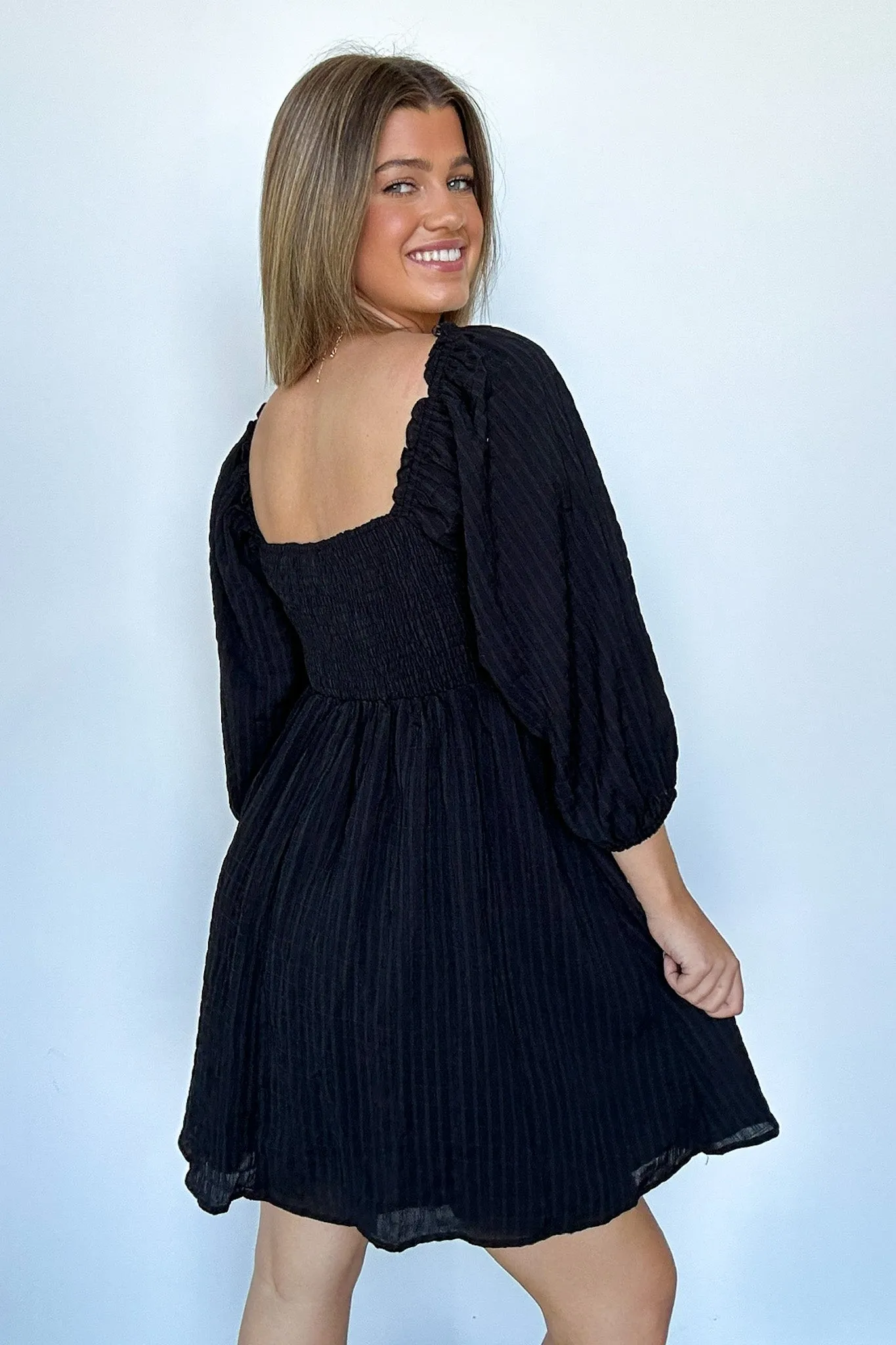 Easily Effortless Smocked Puff Sleeve Dress