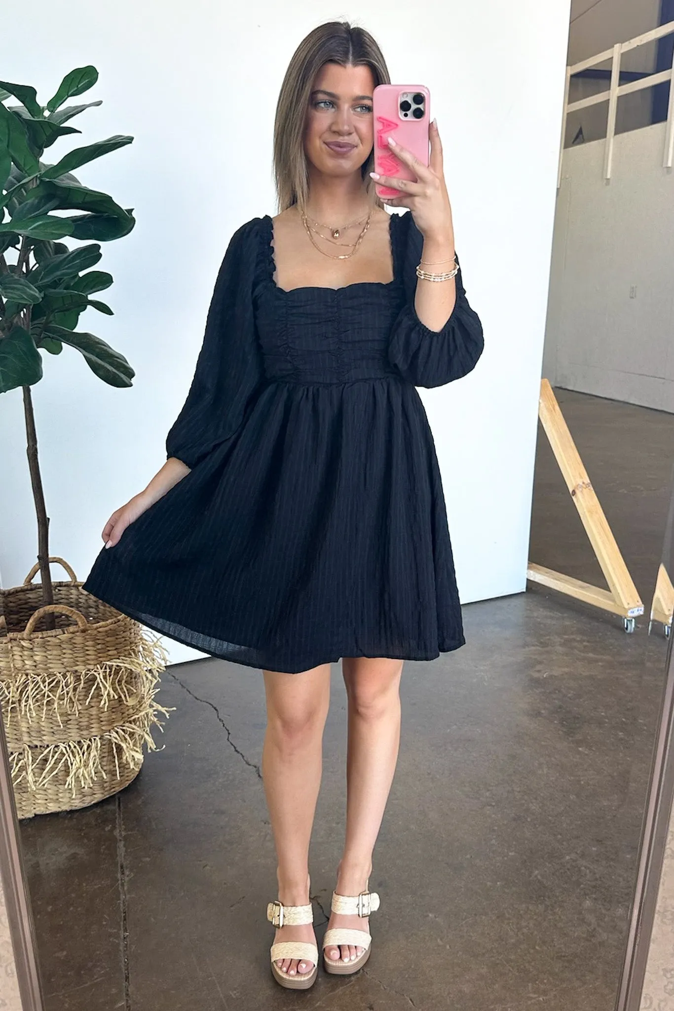 Easily Effortless Smocked Puff Sleeve Dress