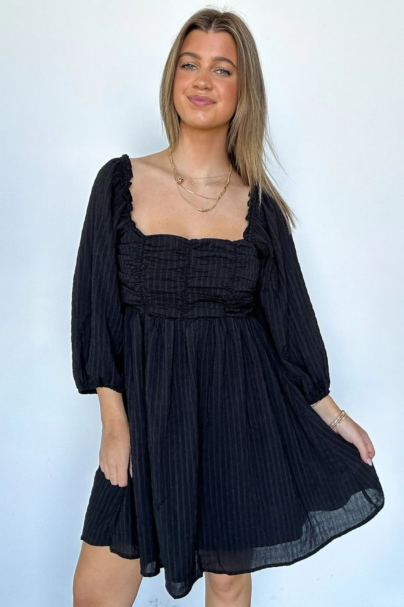 Easily Effortless Smocked Puff Sleeve Dress