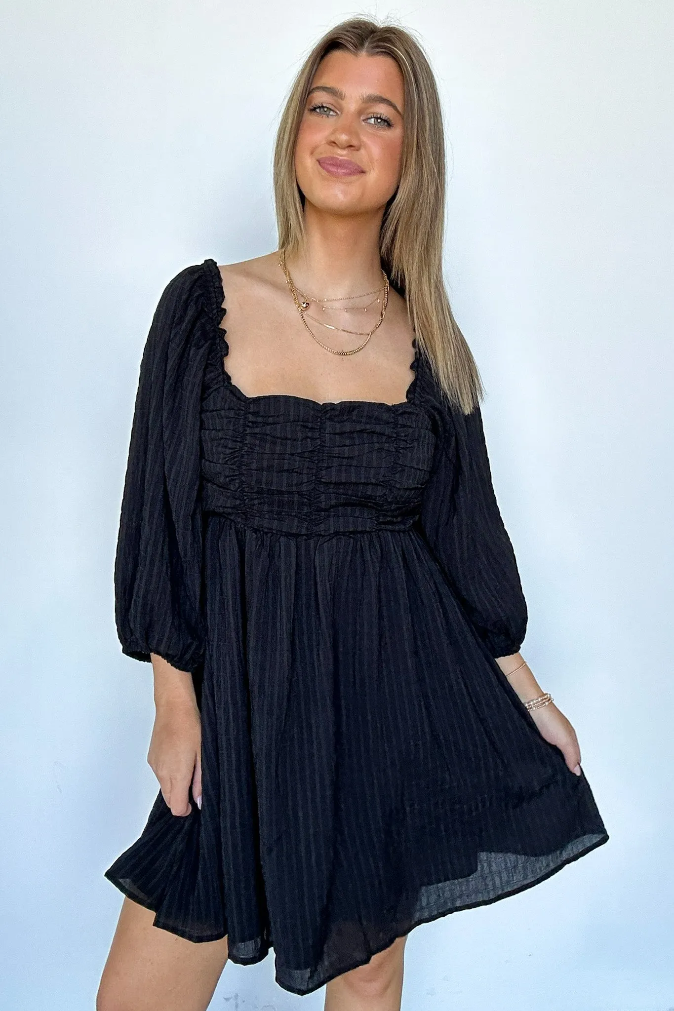 Easily Effortless Smocked Puff Sleeve Dress