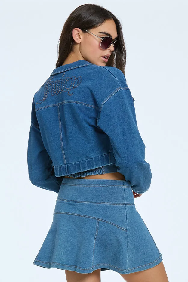 Embroidered Knit Denim Jacket