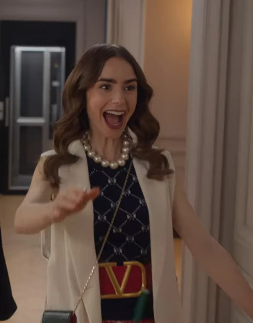 Emily In Paris S02 Lily Collins Sweater Vest | Ujackets