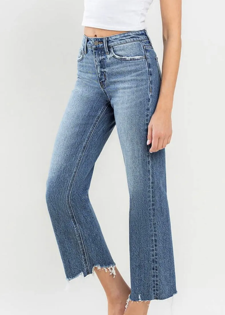 FINAL SALE - Vervet Olivia High Rise Wide Leg Destructed Hem Jeans