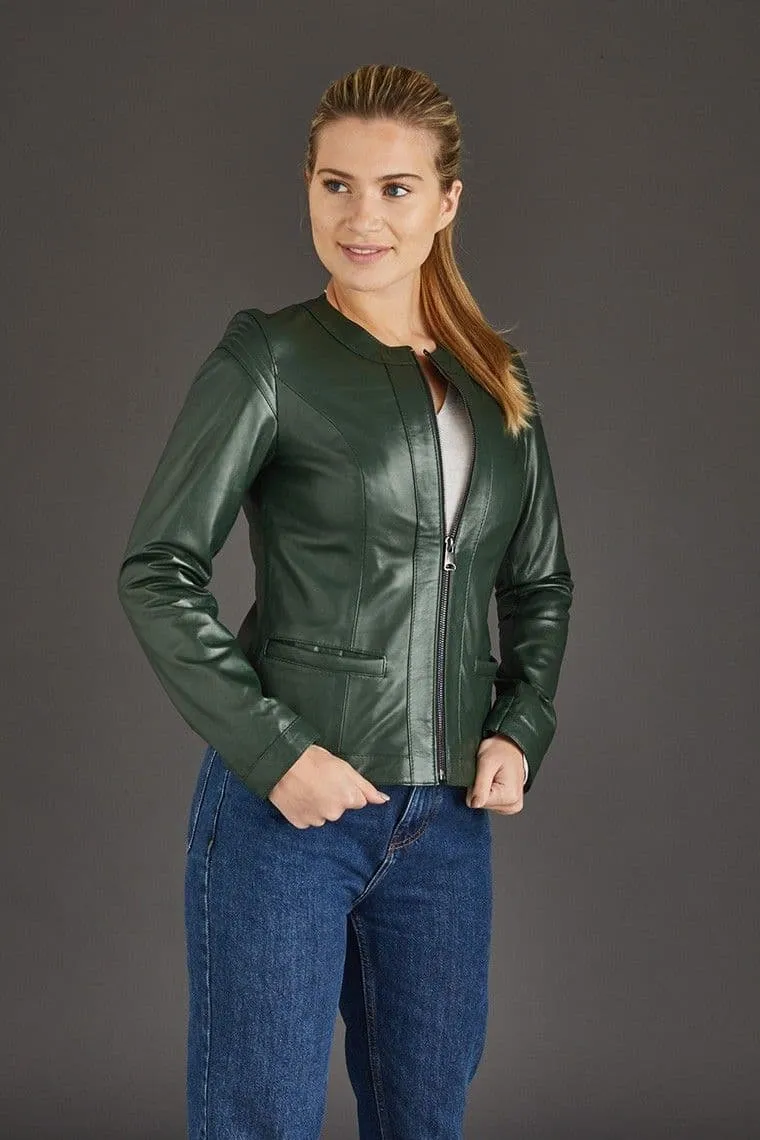 Green Leather Jackets Ladies :Chenel