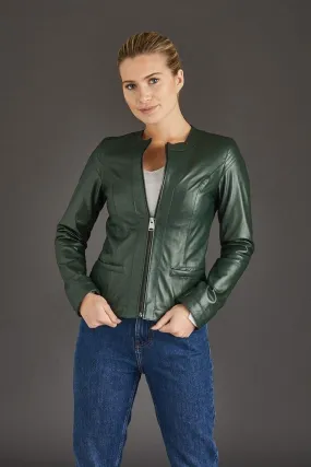 Green Leather Jackets Ladies :Chenel