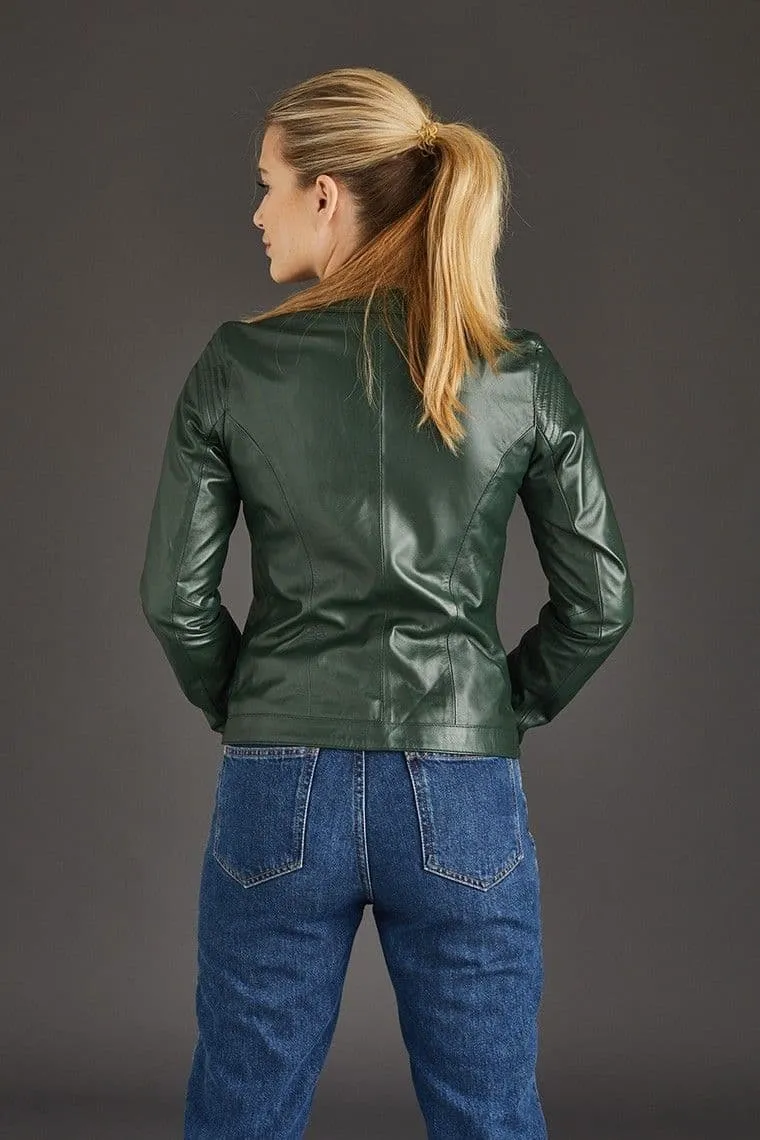 Green Leather Jackets Ladies :Chenel