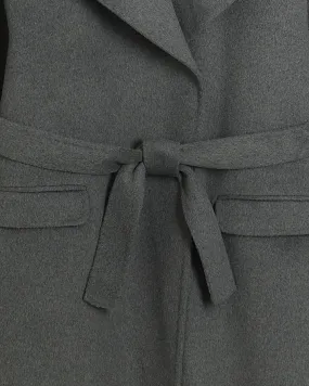 Grey wool blend belted coat