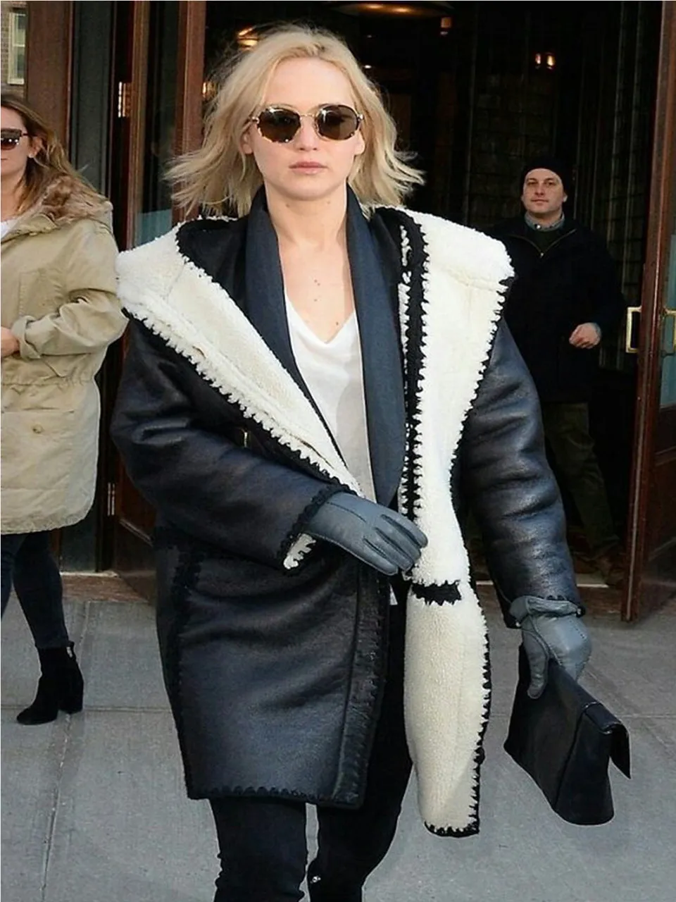 Jennifer Lawrence Winter Leather Coat