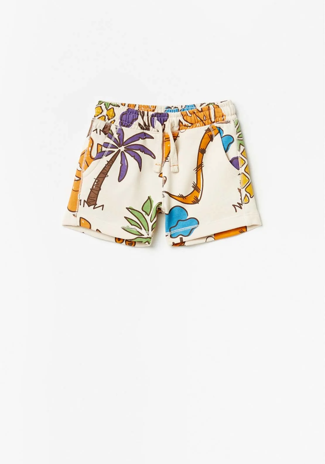 Jungle Print Shorts - White