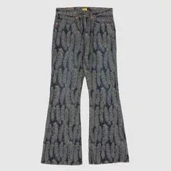 Kapital 5-Pocket Okabellbo Flared Feather Jacquard Boot Cut Jeans