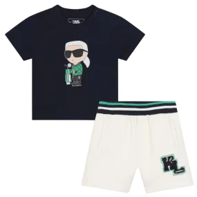 Karl Lagerfeld Set Shorts & T-Shirt Navy Cream