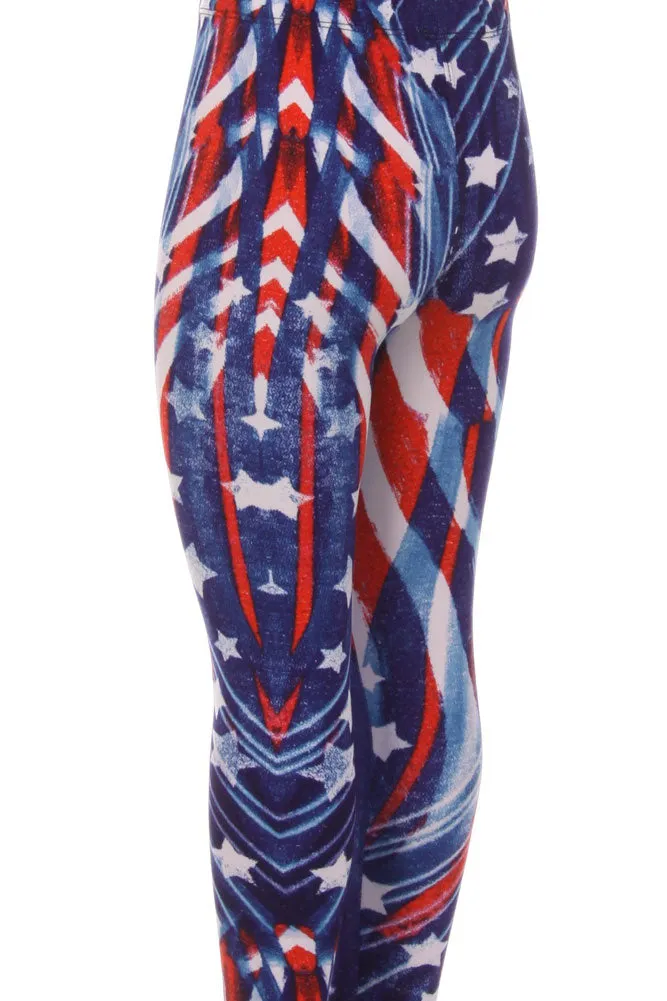 Kid's Colorful 4th of July Flying Star Pattern Printed Leggings