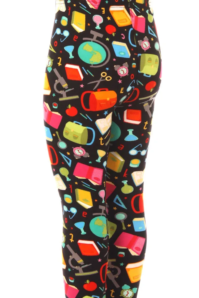 Kid's Colorful Back to School Pattern Printed Leggings