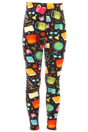 Kid's Colorful Back to School Pattern Printed Leggings