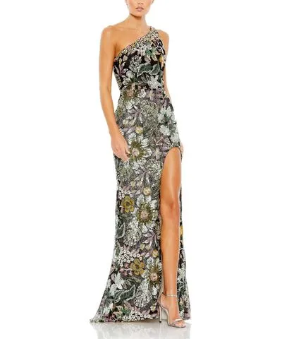 Mac Duggal Womens Lace Embellished Evening Dress