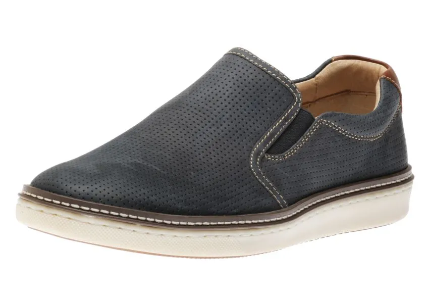 McGuffey Perforated Navy Leather Slip-On Sneaker