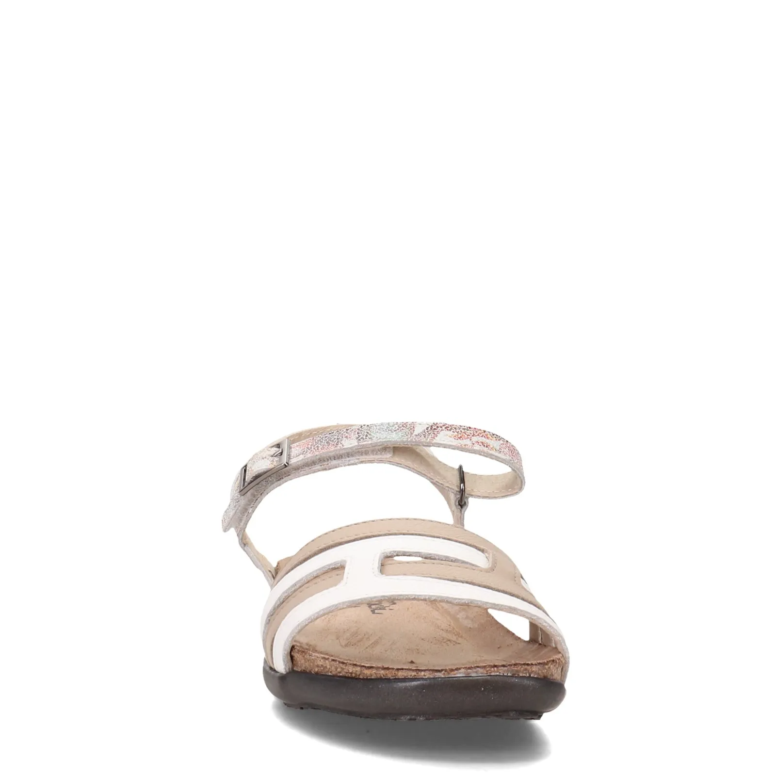 Naot Womens Lucy Strappy Flat Sandal- White Beige Leather