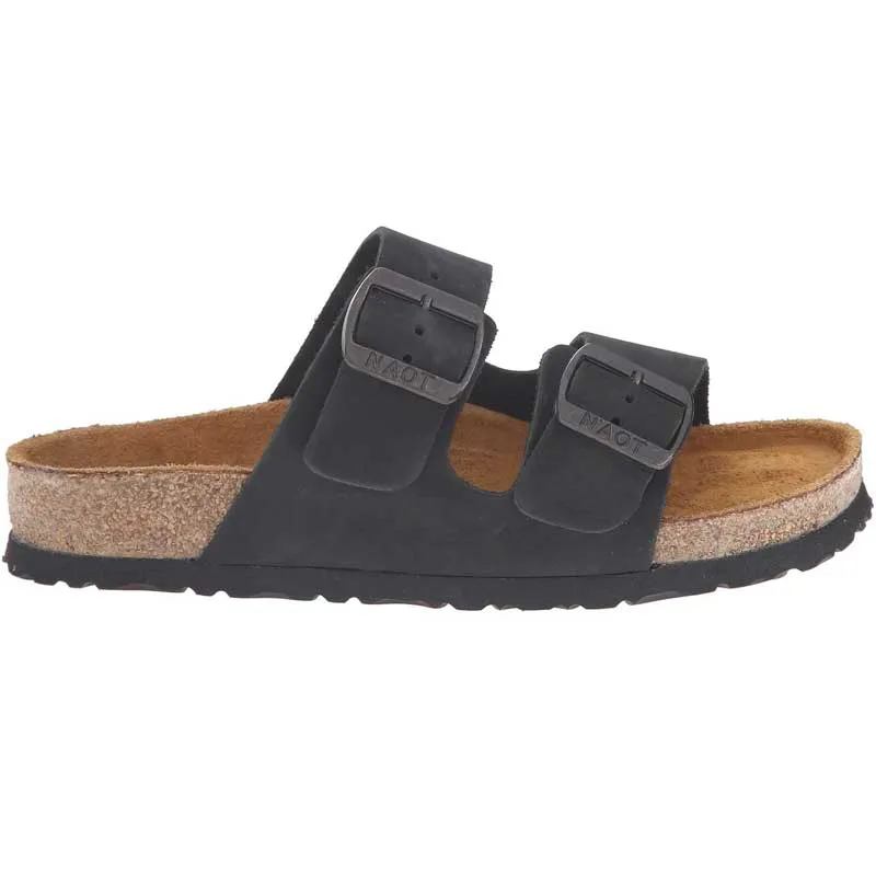 Naot Womens Santa Barbara Two Strap Sandal- Black Nubuck