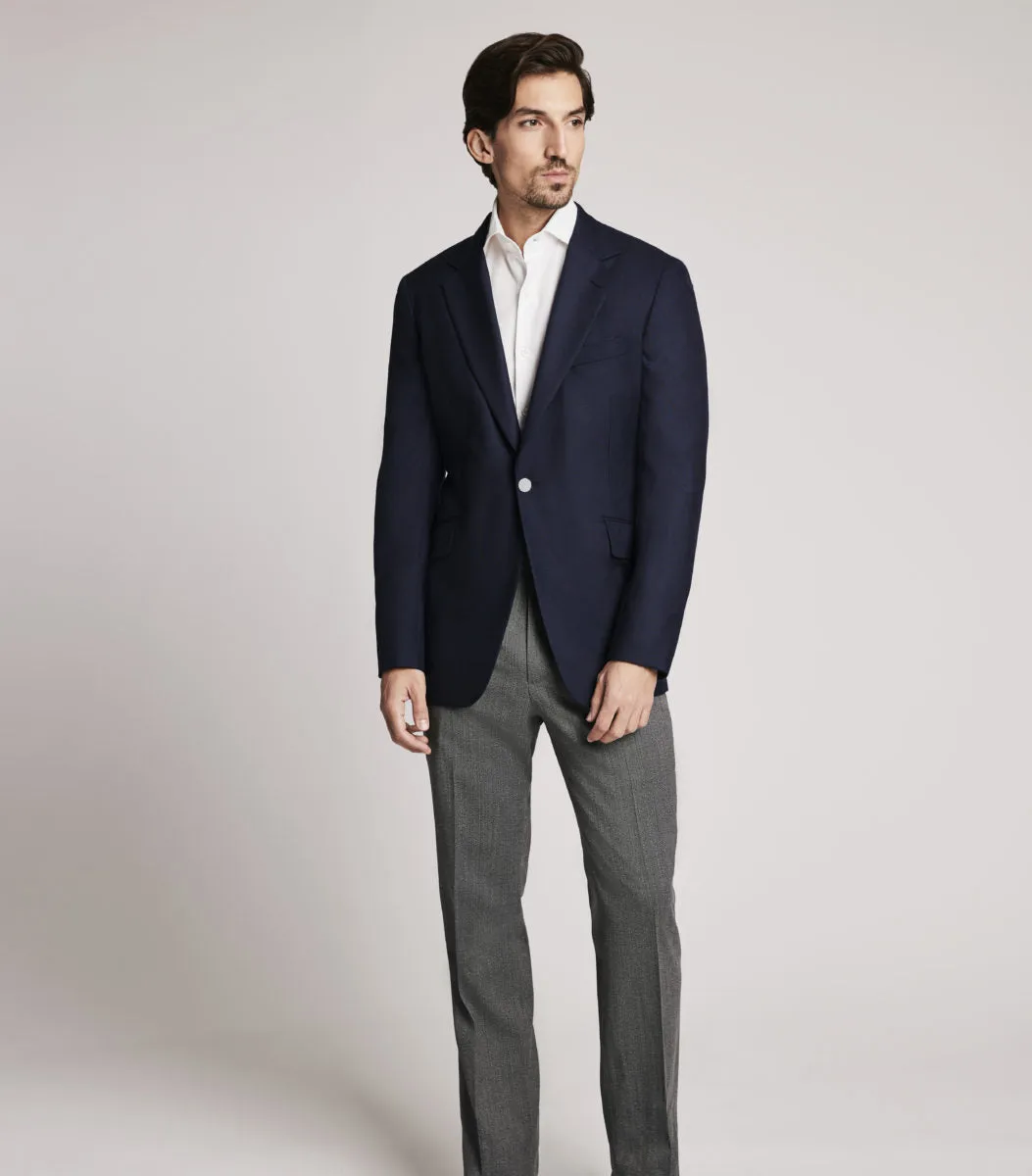 Navy Cashmere Single Breasted Jacket