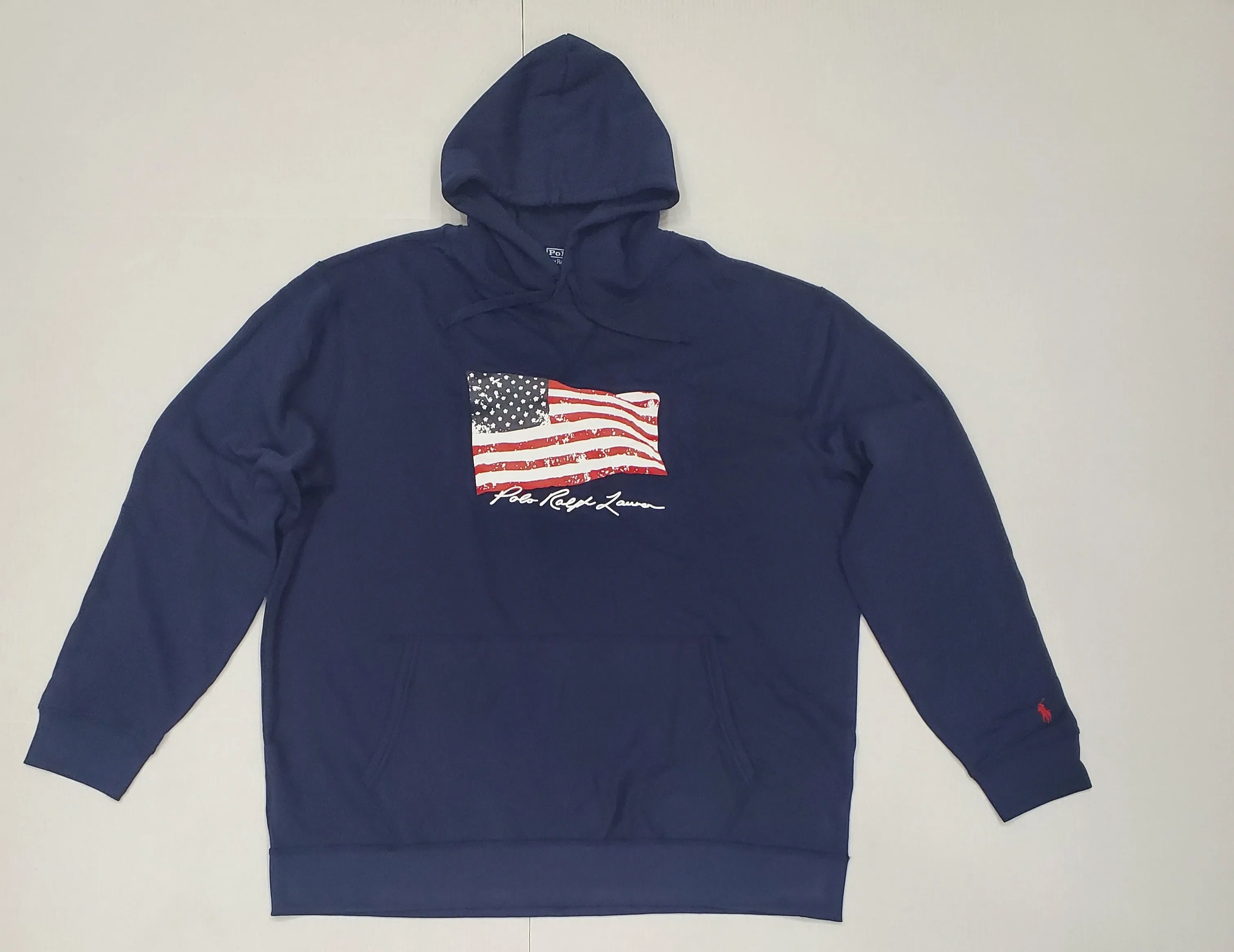 Nwt Polo Big & Tall Navy American Flag Print Hoodie